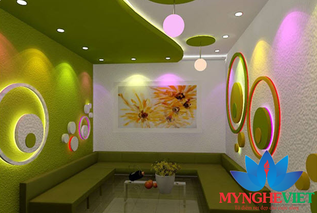 Sơn gai gấm trang trí phòng karaoke